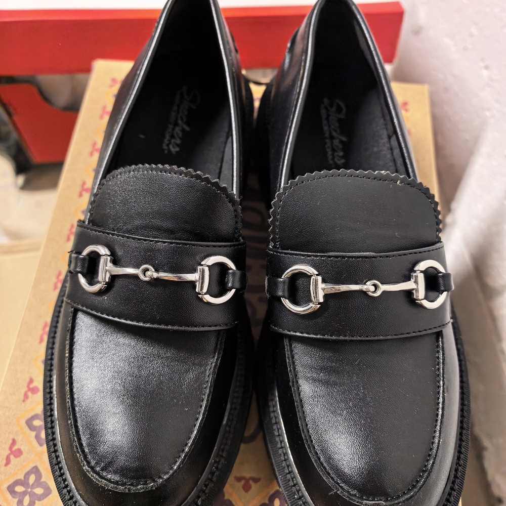 Skechers Black Loafers with Silver Detailing